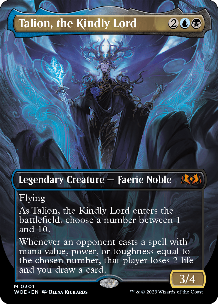 MTG Wilds of Eldraine 0301 Talion, the Kindly Lord (Borderless)