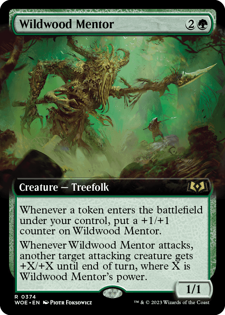 MTG Wilds of Eldraine 0374 Wildwood Mentor (Extended Art)