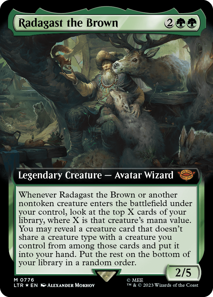 MTG Lord Of The Rings 0776 Radagast the Brown (Extended Art Surge Foil)