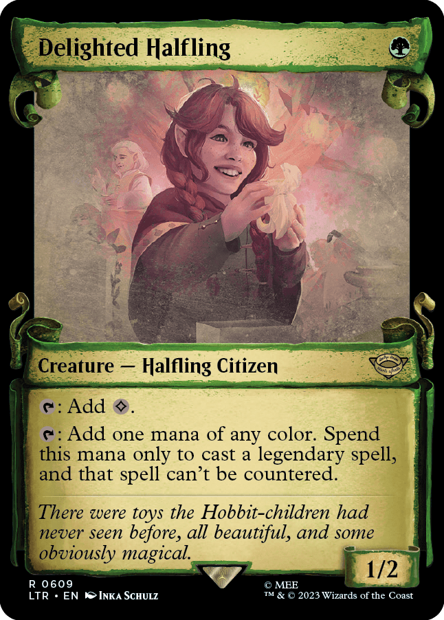 MTG Lord Of The Ring 0609 Delighted Halfling (Showcase Foil)