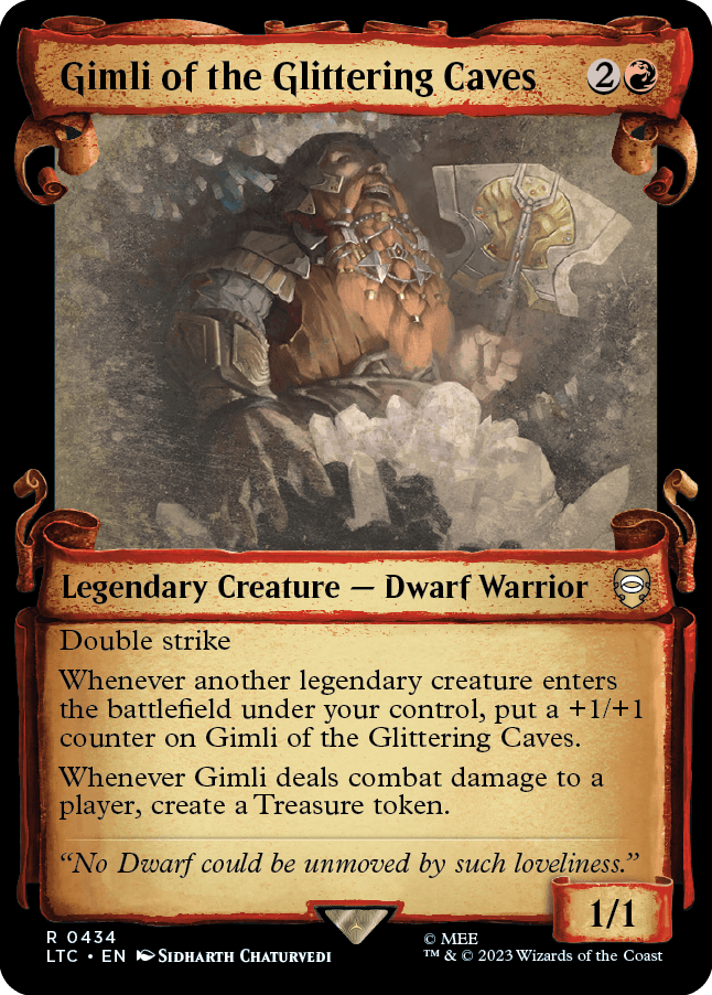 MTG Lord Of The Ring 0434 Gimli of the Glittering Caves (Showcase Foil)