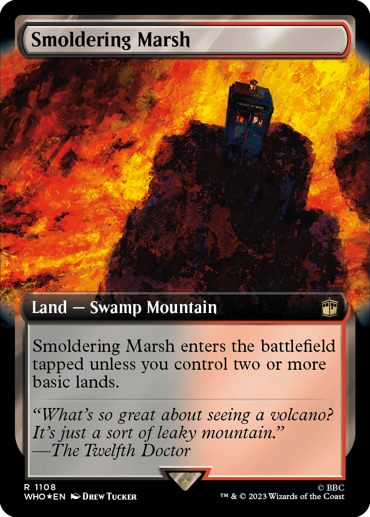 MTG Doctor Who 1108 Smoldering Marsh (Extended Art Surge Foil)