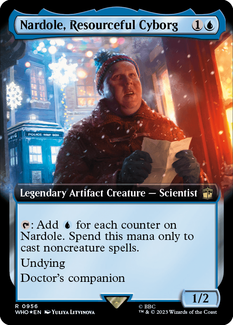MTG Doctor Who 0956 Nardole, Resourceful Cyborg (Extended Art Surge Foil)