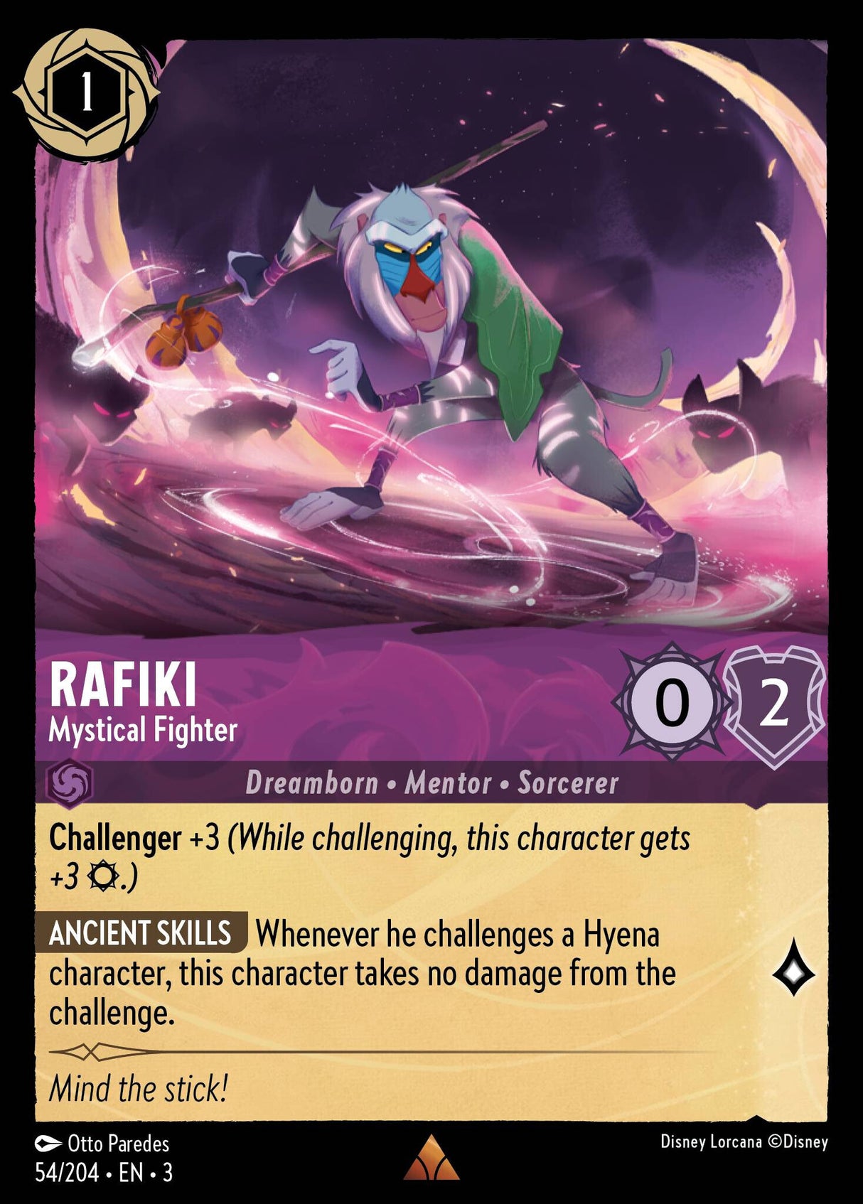 Disney Lorcana Into The Inklands 054/204 RAFIKI Mystical Fighter