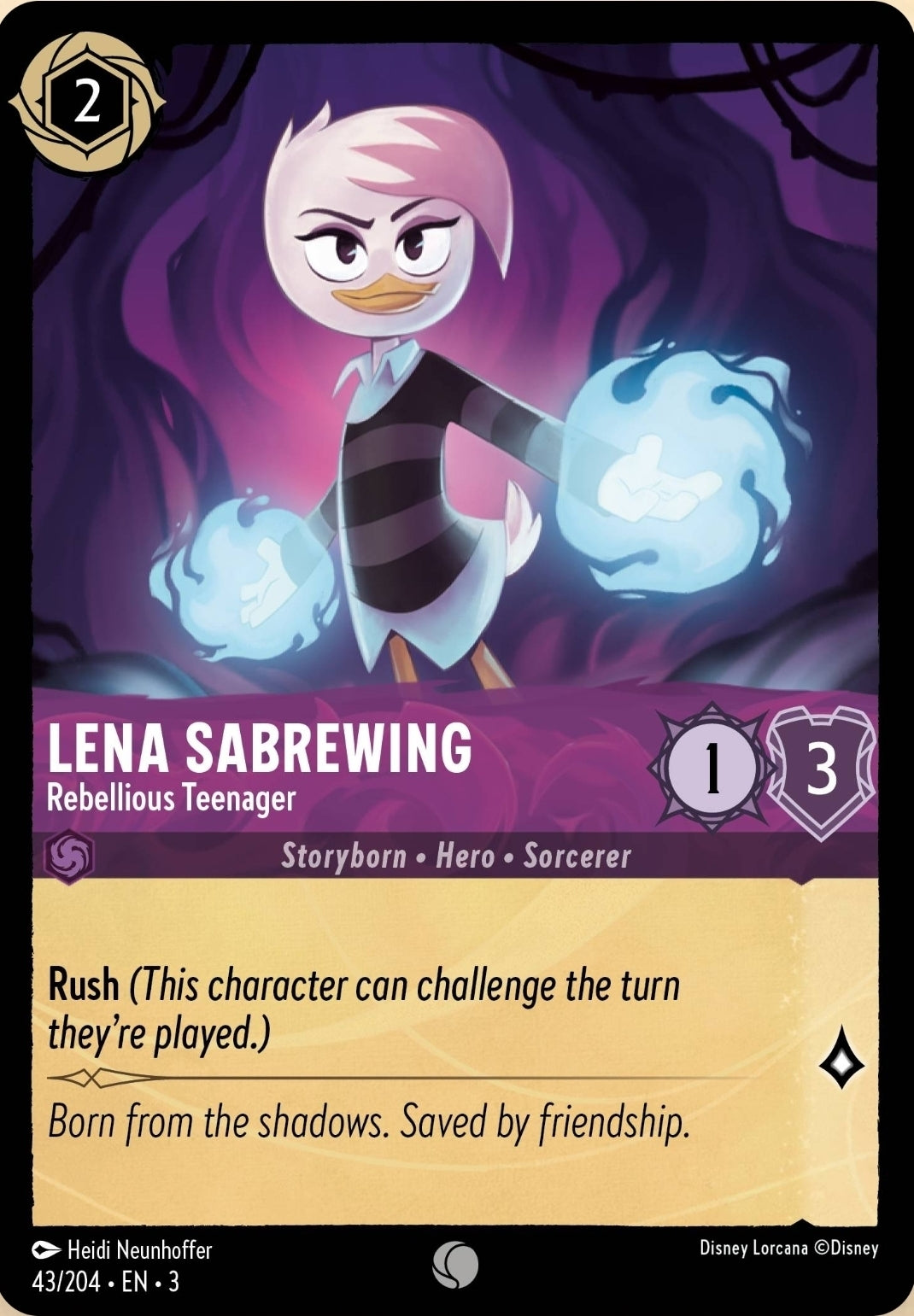 Disney Lorcana Into The Inklands 043/204 LENA SABREWING Rebellious Teenager