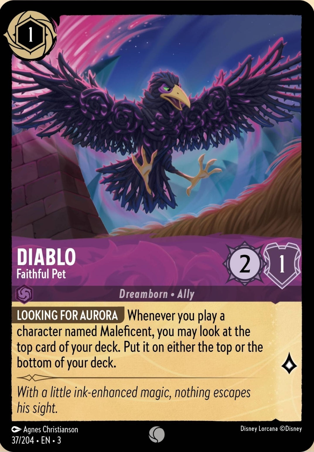 Disney Lorcana Into The Inklands 037/204 DIABLO Faithful Pet