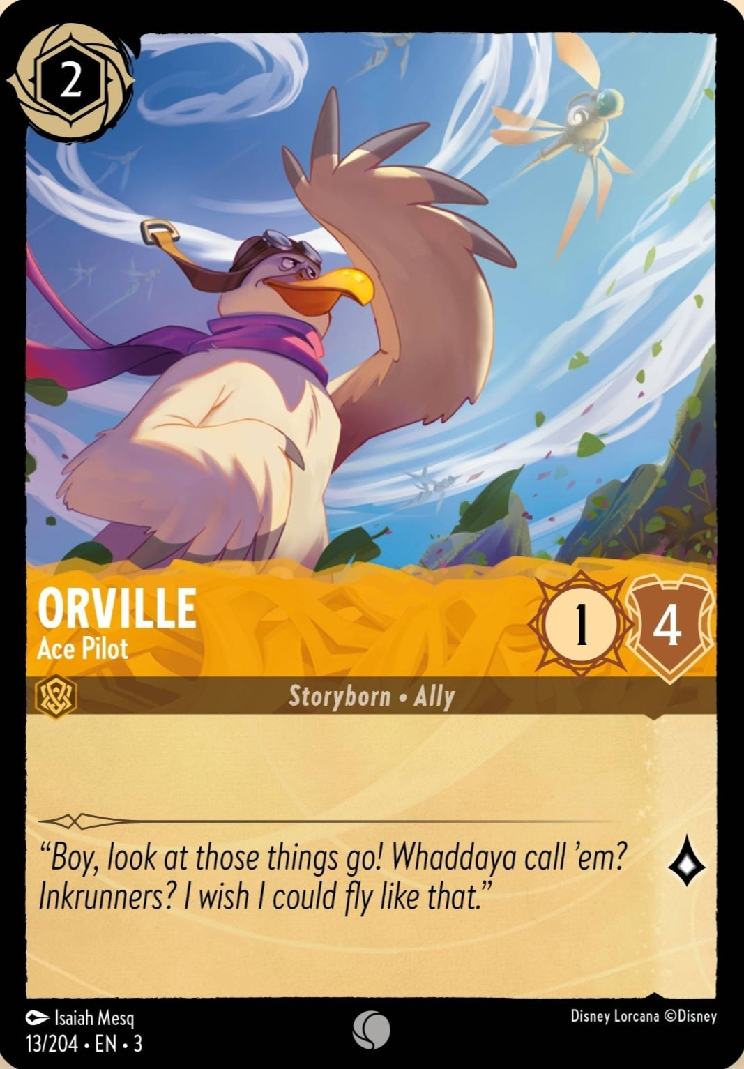 Disney Lorcana Into The Inklands 013/204 ORVILE Ace Pilot