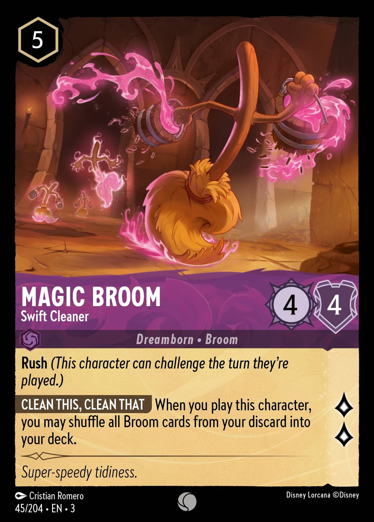 Disney Lorcana Into The Inklands 045/204 MAGIC BROOM Swift Cleaner