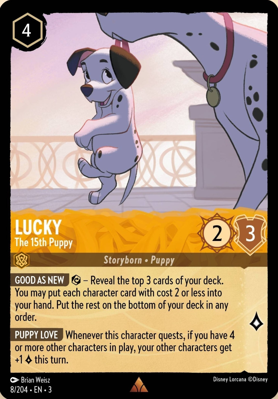 Disney Lorcana Into The Inklands 008/204 LUCKY The 15th Puppy