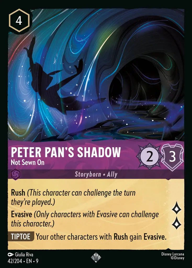 Disney Lorcana Fabled 042/204 Peter Pan's Shadow - Not Sewn On