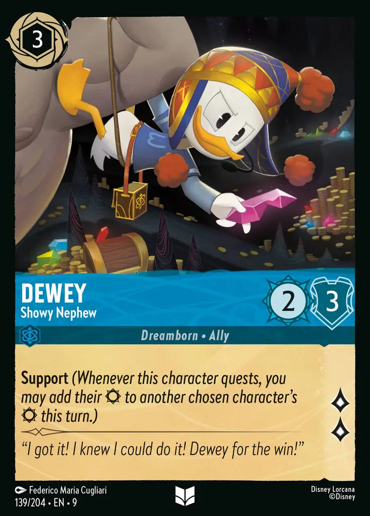Disney Lorcana Fabled 139/204 Dewey - Showy Nephew