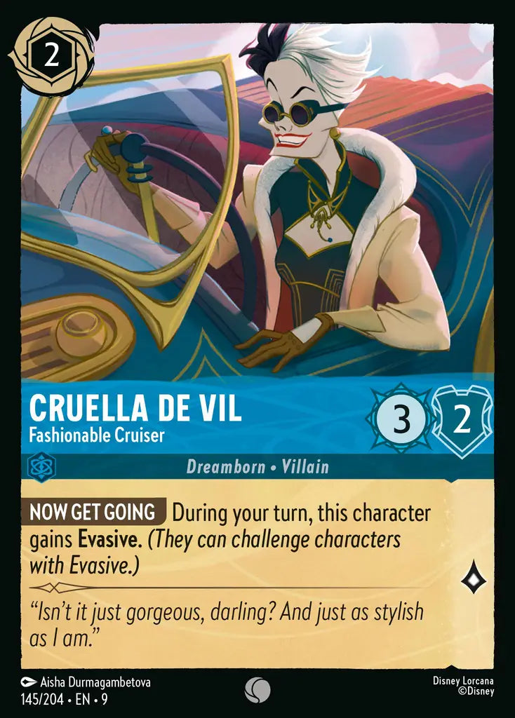 Disney Lorcana Fabled 145/204 Cruella De Vil - Fashionable Cruiser Foil