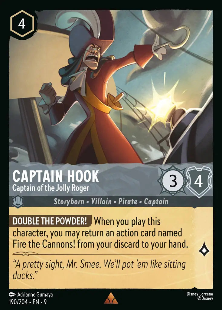 Disney Lorcana Fabled 190/204 Captain Hook - Captain of the Jolly Roger