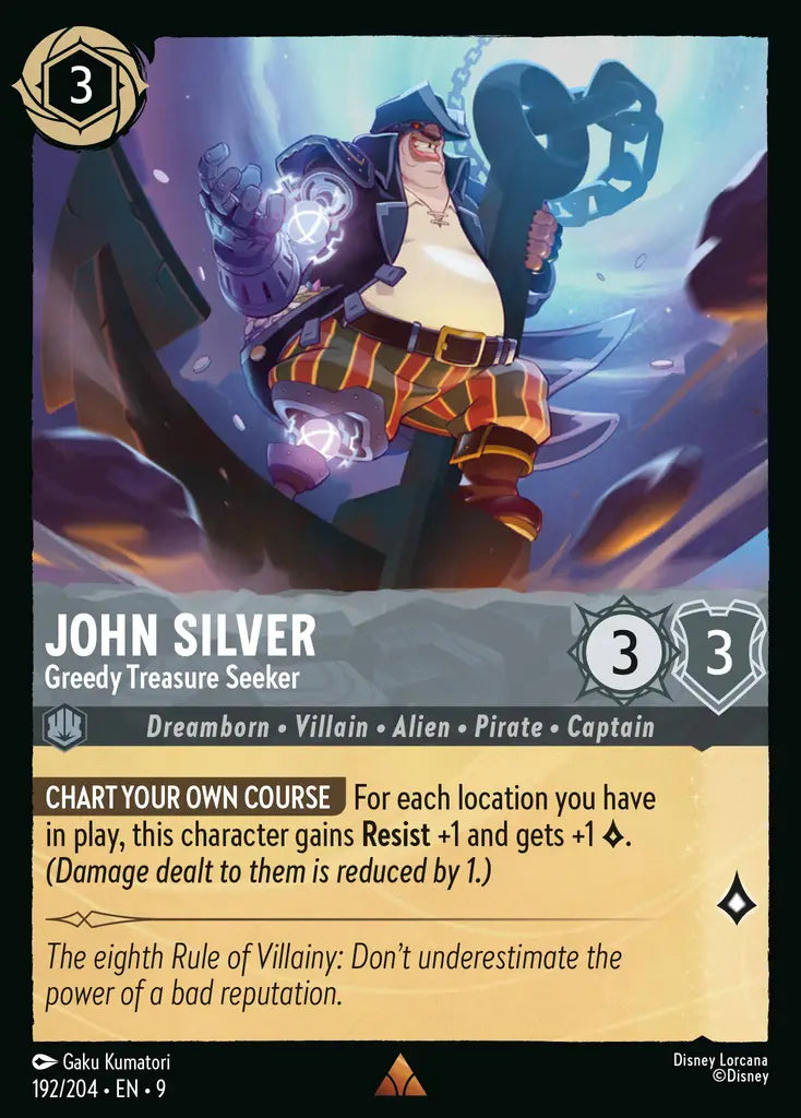 Disney Lorcana Fabled 192/204 John Silver - Greedy Treasure Seeker