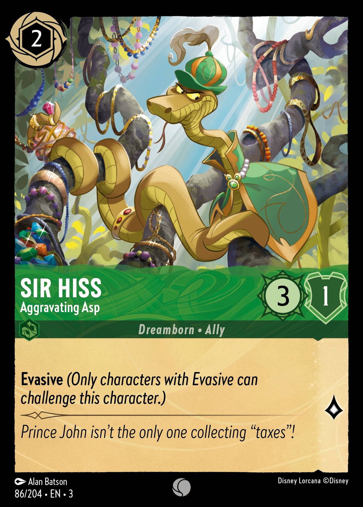 Disney Lorcana Into The Inklands 086/204 SIR HISS Aggravating Asp