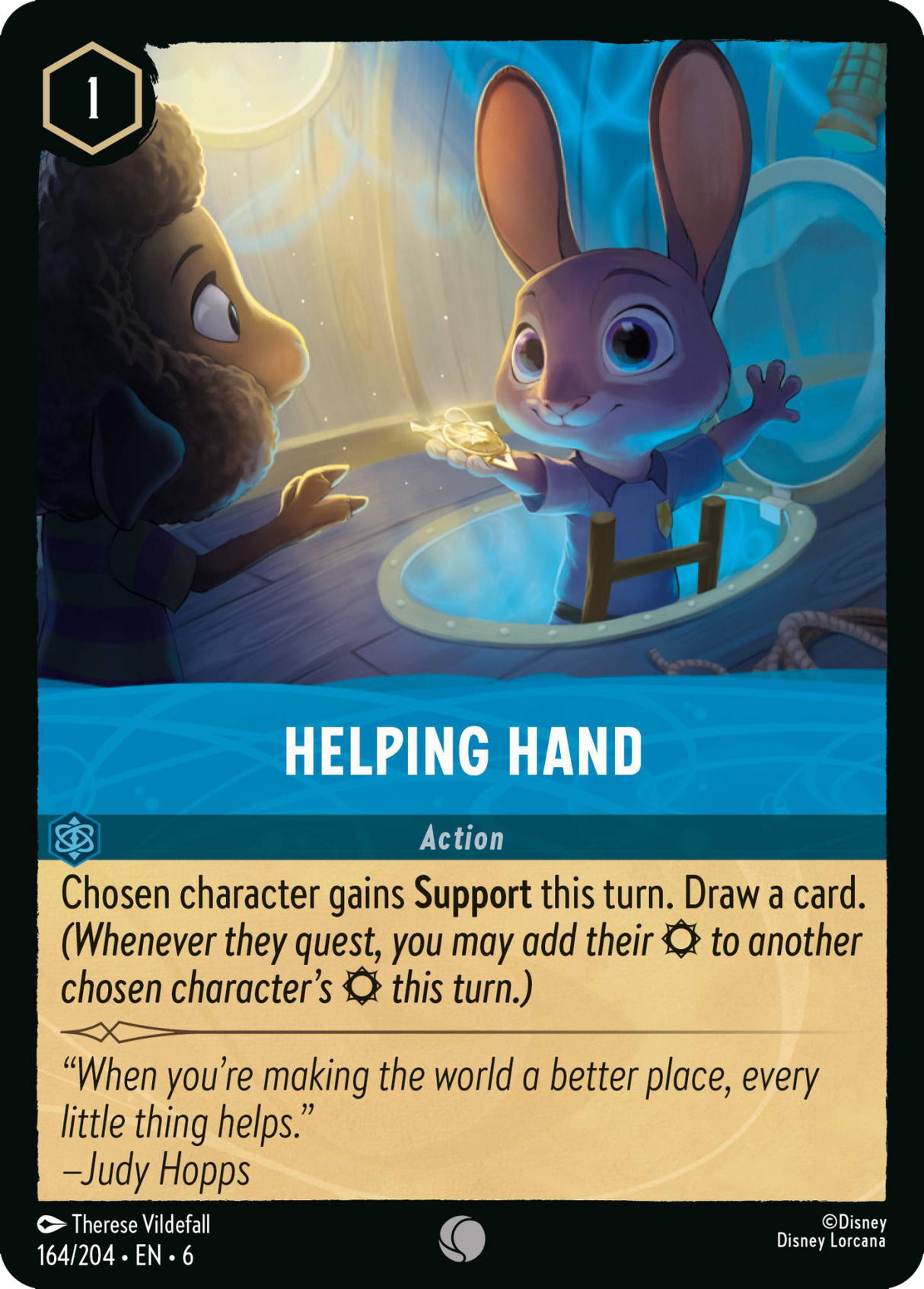 Disney Lorcana Azurite Sea 164/204 Helping Hand Foil