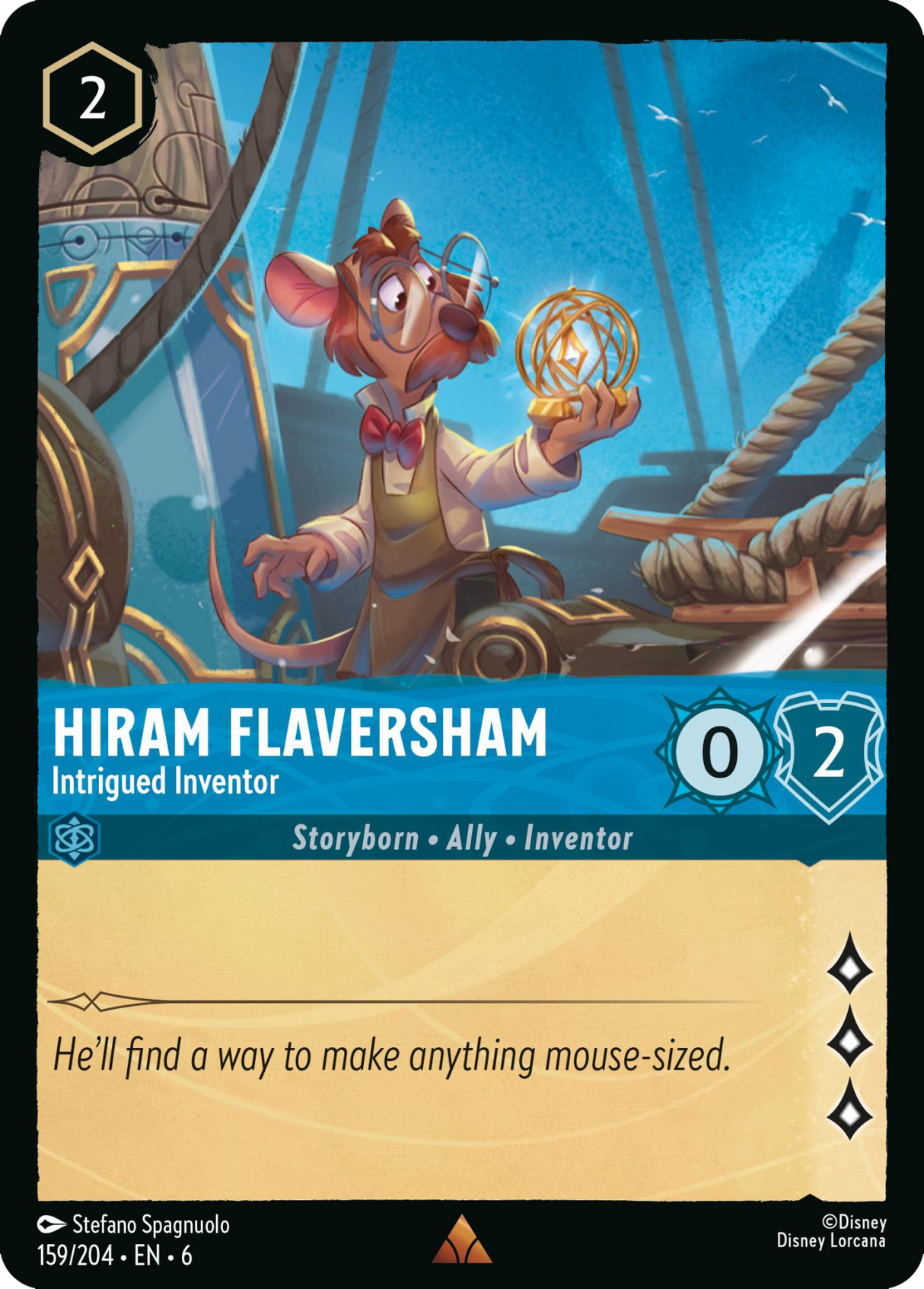 Disney Lorcana Azurite Sea 159/204 Hiram Flaversham - Intrigued Inventor Foil