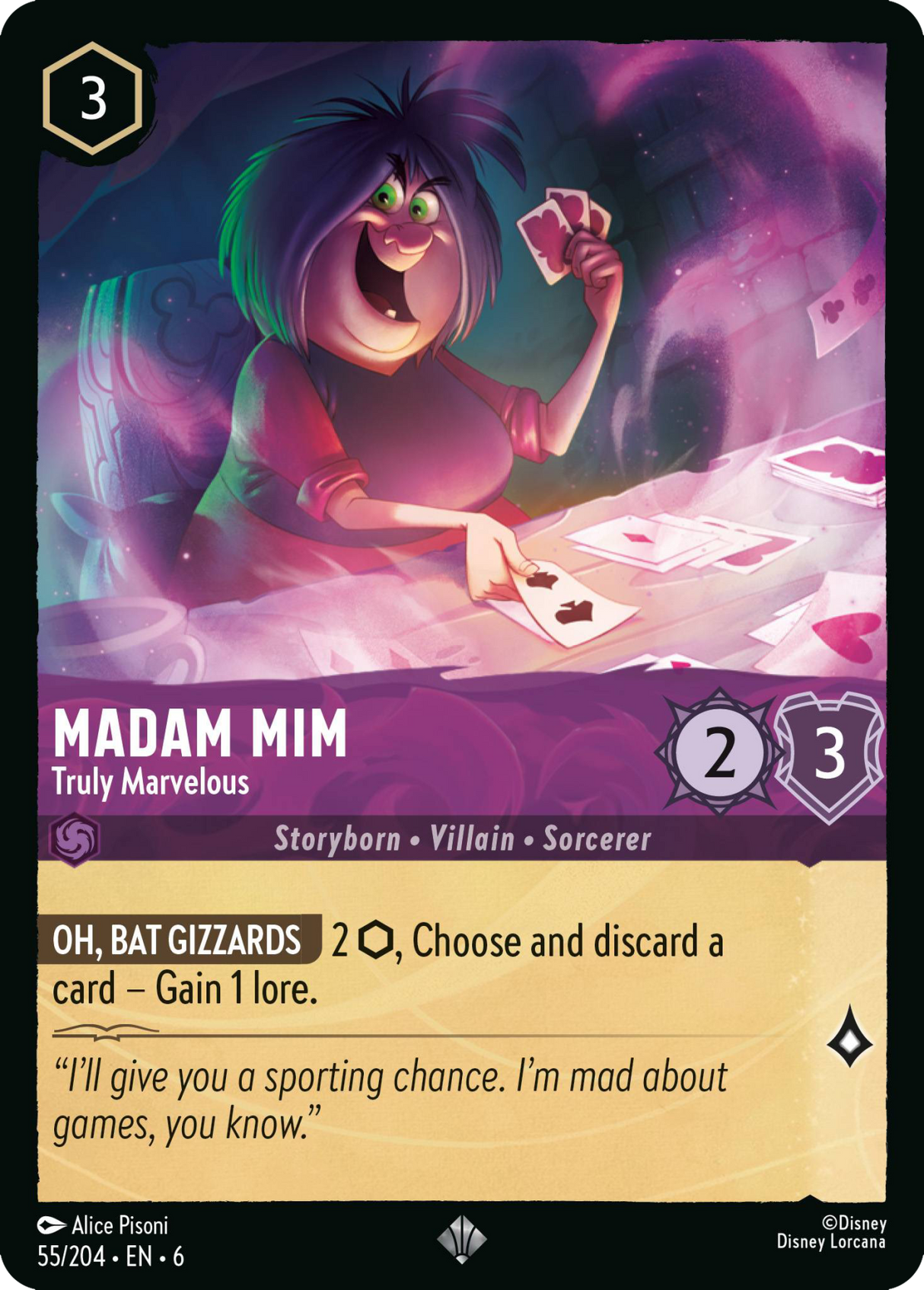 Disney Lorcana Azurite Sea 055/204 Madam Mim - Truly Marvelous