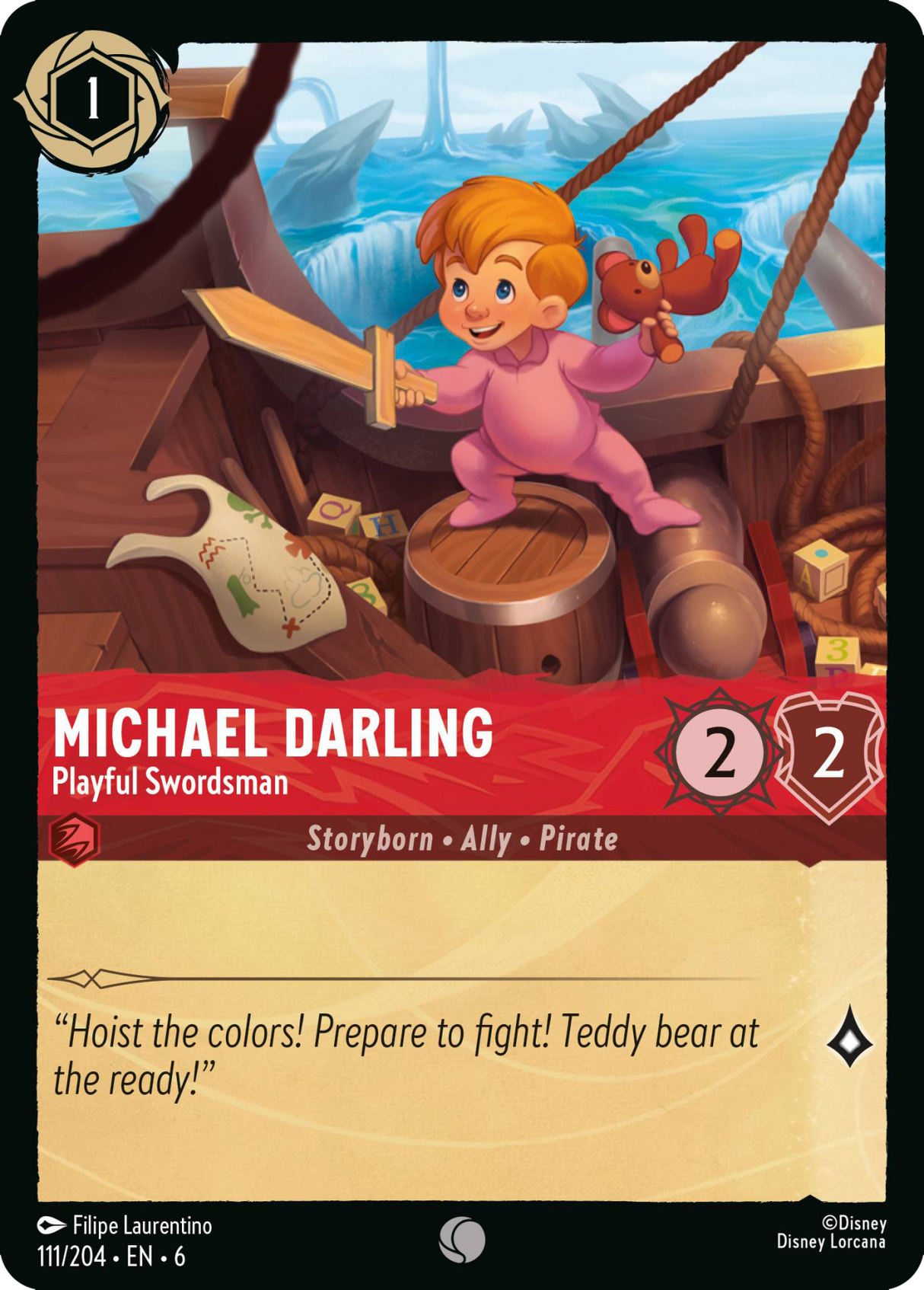 Disney Lorcana Azurite Sea 111/204 Michael Darling - Playful Swordsman