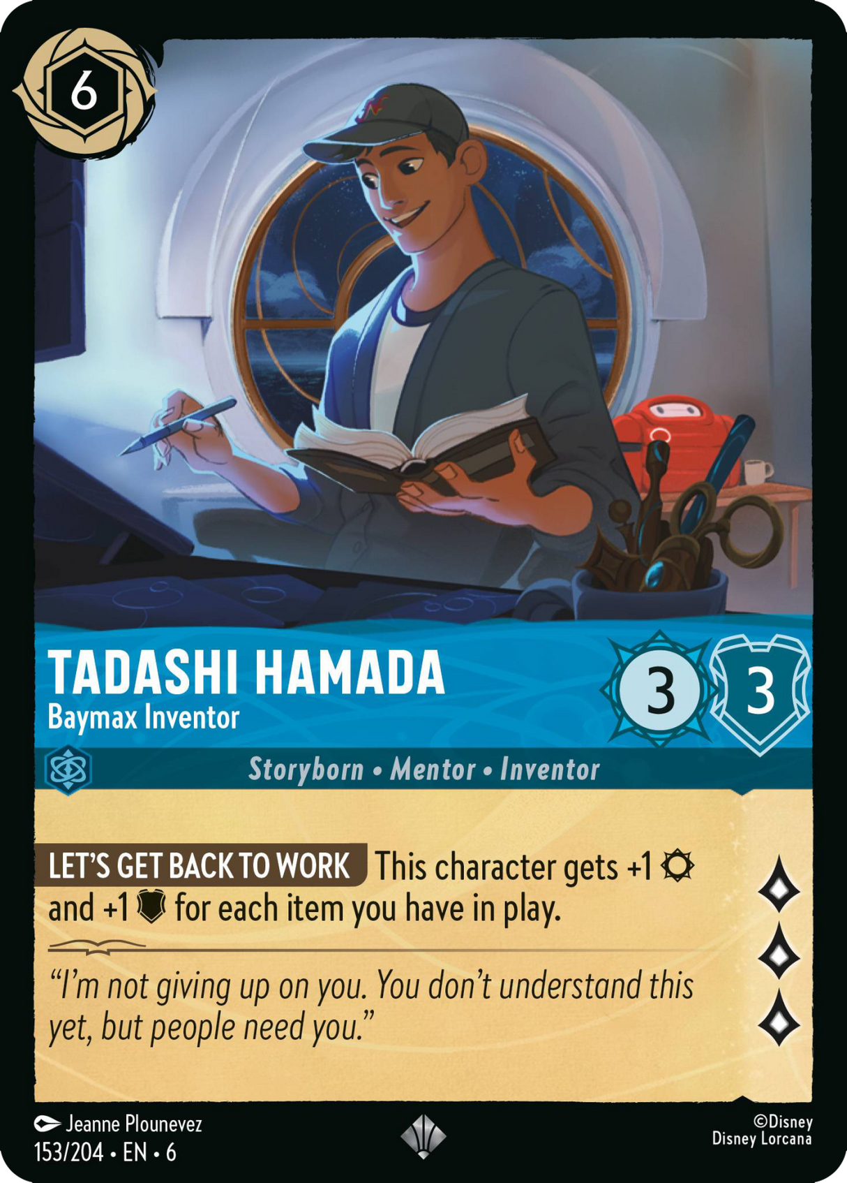 Disney Lorcana Azurite Sea 153/204 Tadashi Hamada - Baymax Inventor