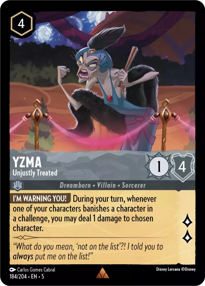Disney Lorcana Shimmering Skies 184/204 Yzma - Unjustly Treated