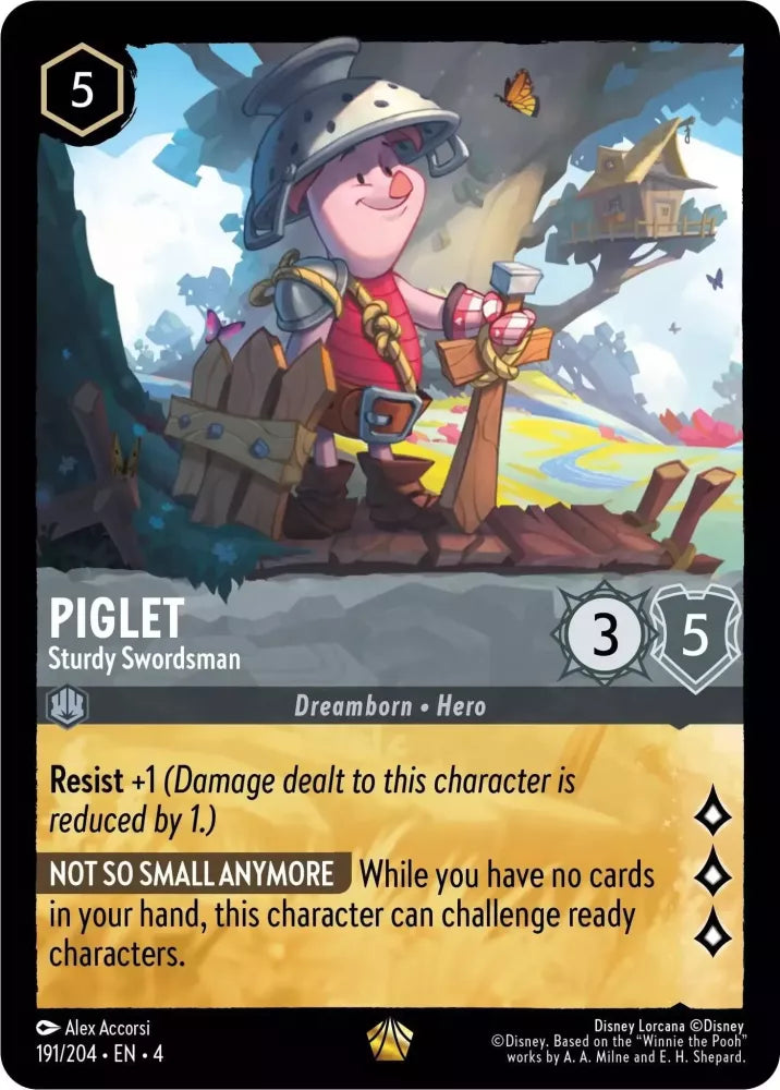 Disney Lorcana Ursula's Return 191/204 Piglet - Sturdy Swordsman Foil