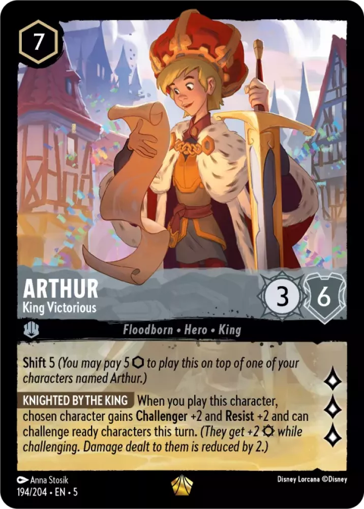Disney Lorcana Shimmering Skies 194/204 Arthur - King Victorious