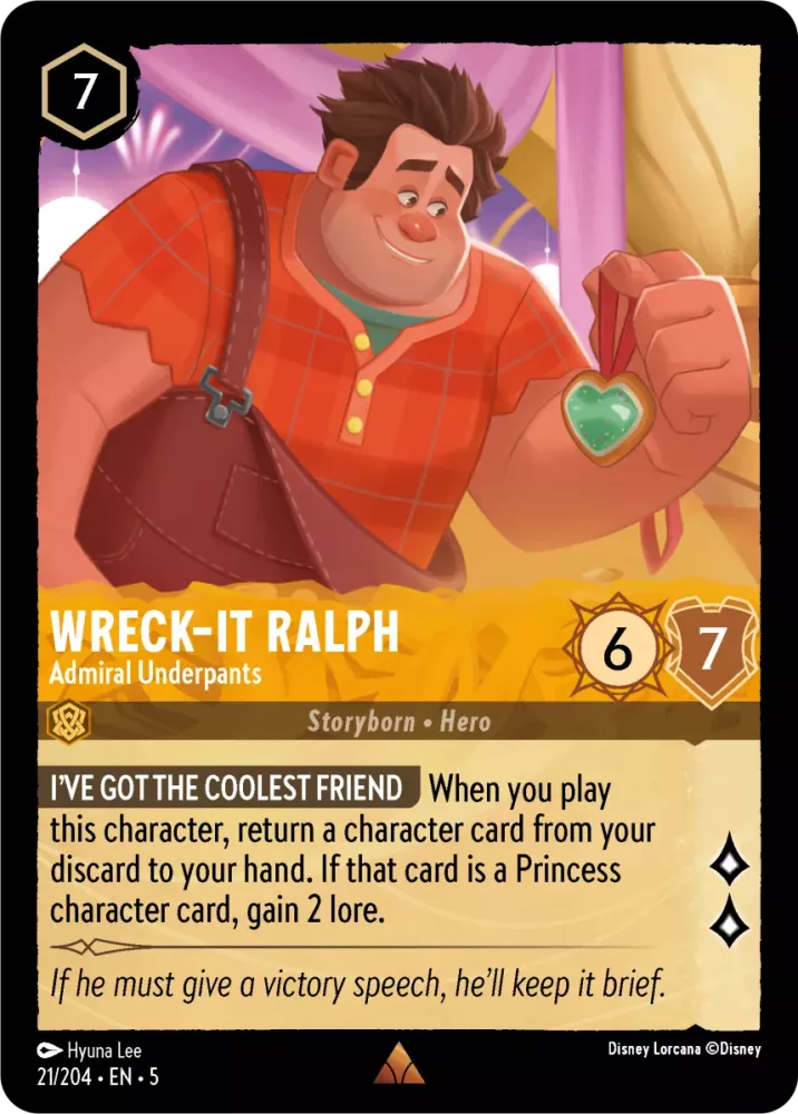 Disney Lorcana Shimmering Skies 021/204 Wreck-It Ralph - Admiral Underpants Foil