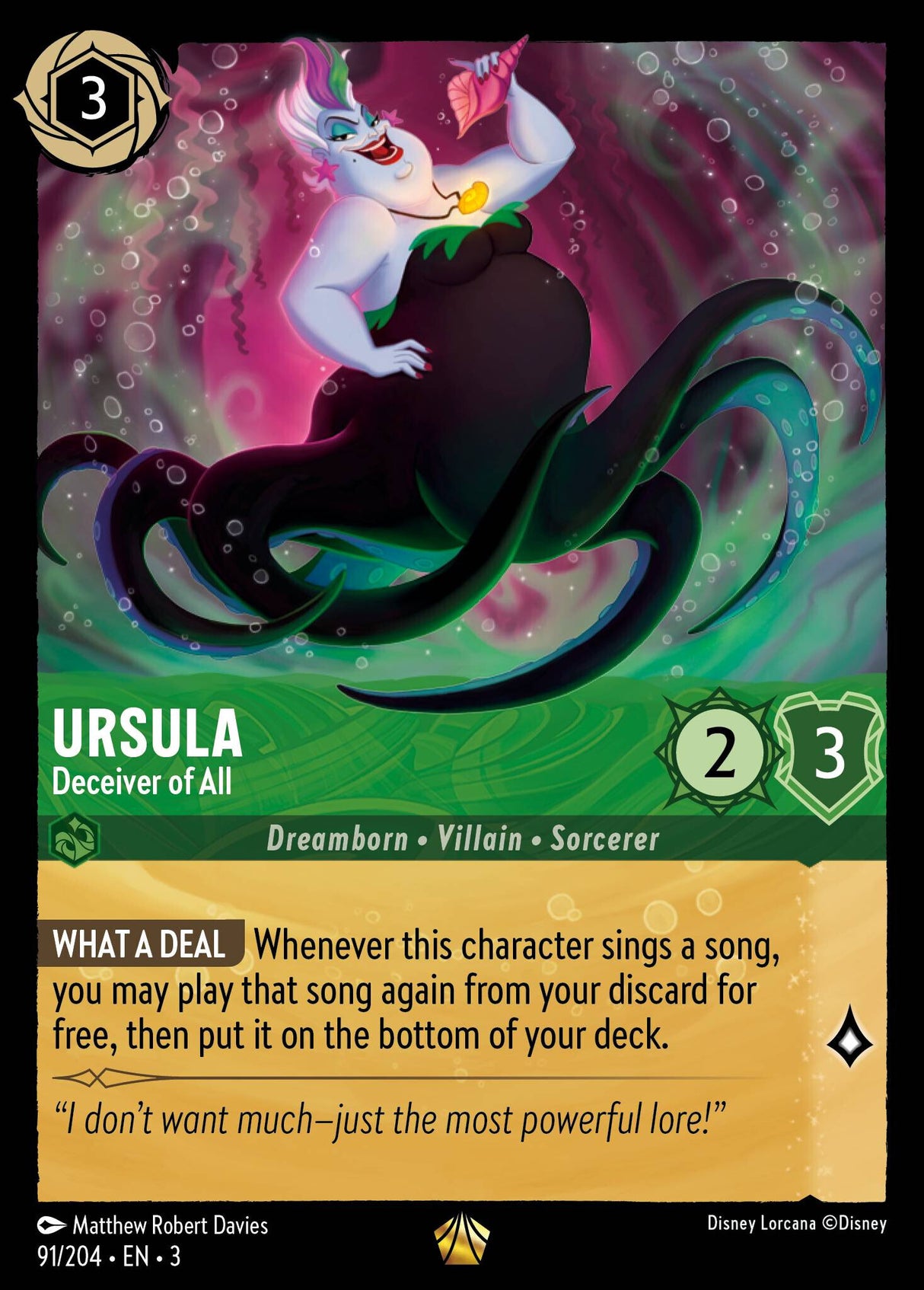 Disney Lorcana Into The Inklands 091/204 URSULA Deceiver of All
