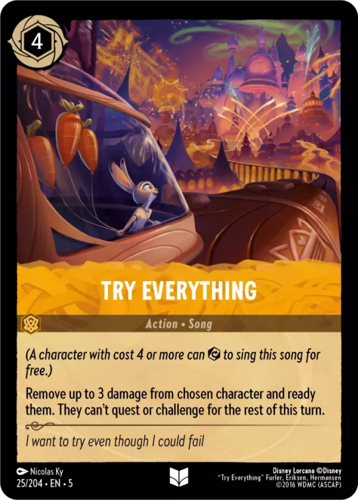 Disney Lorcana Shimmering Skies 025/204 Try Everything Foil