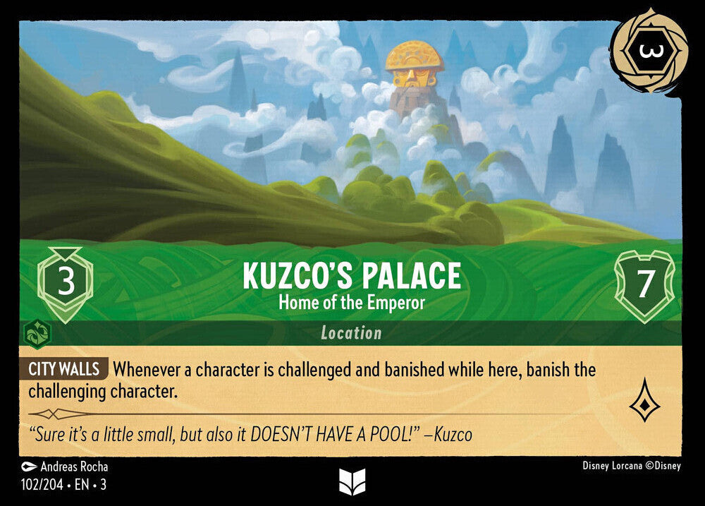 Disney Lorcana Into The Inklands 102/204 KUZCO'S PALACE Home of the Emperor