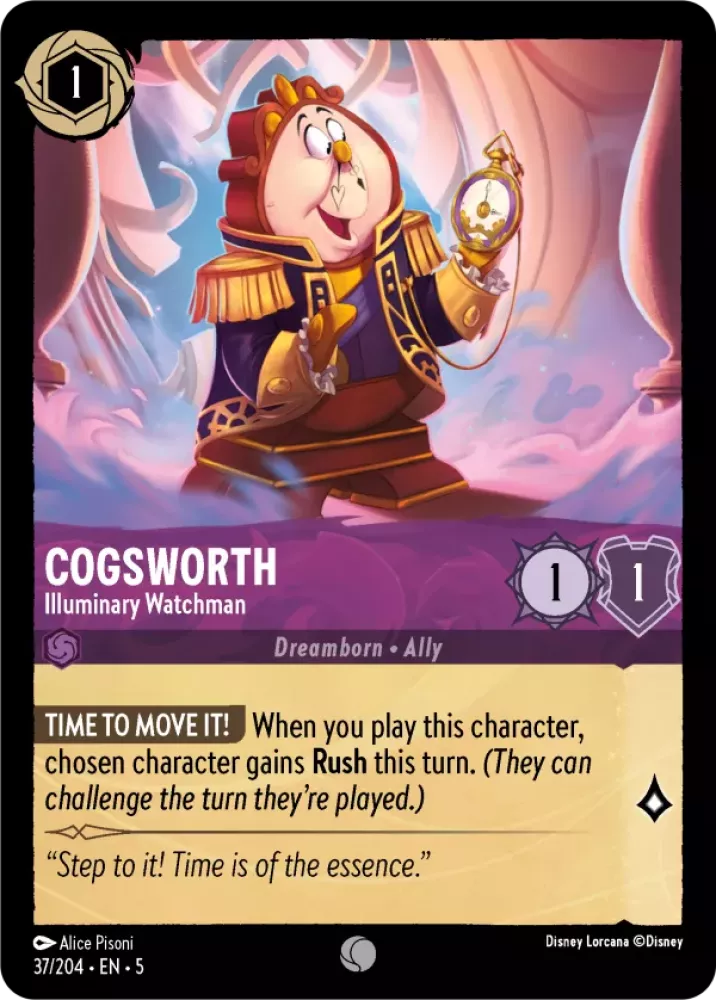 Disney Lorcana Shimmering Skies 037/204 Cogsworth - Illuminary Watchman