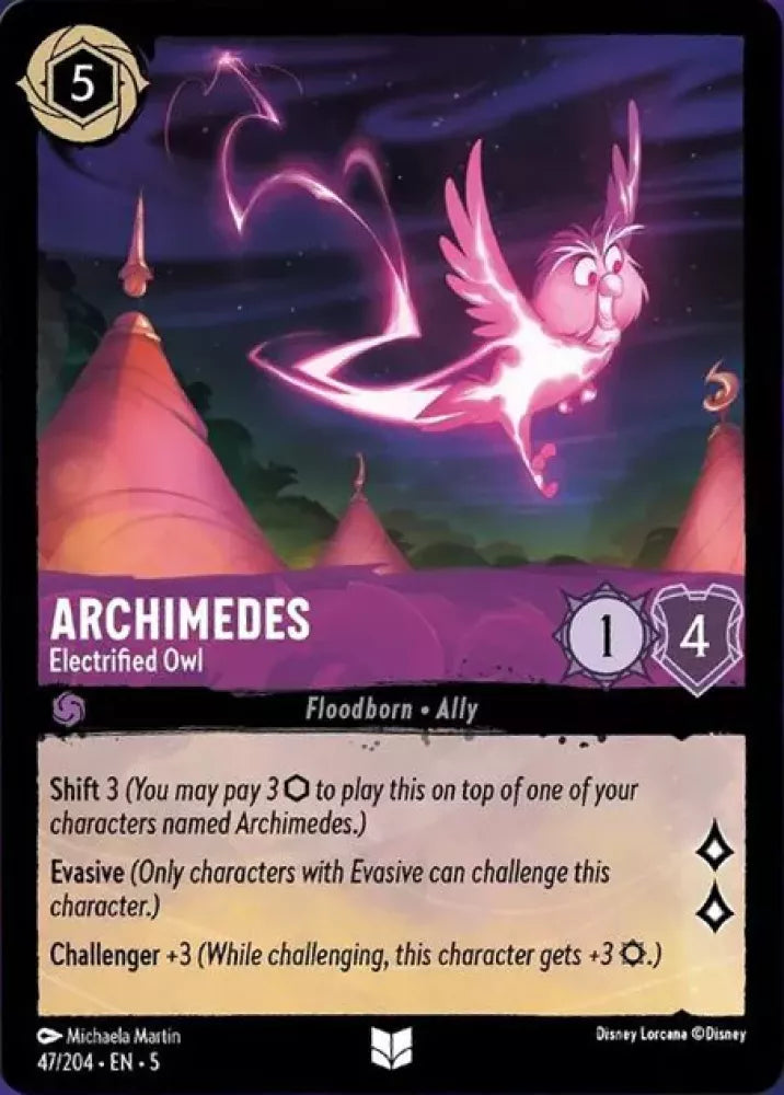 Disney Lorcana Shimmering Skies 047/204 Archimedes - Electrified Owl Foil