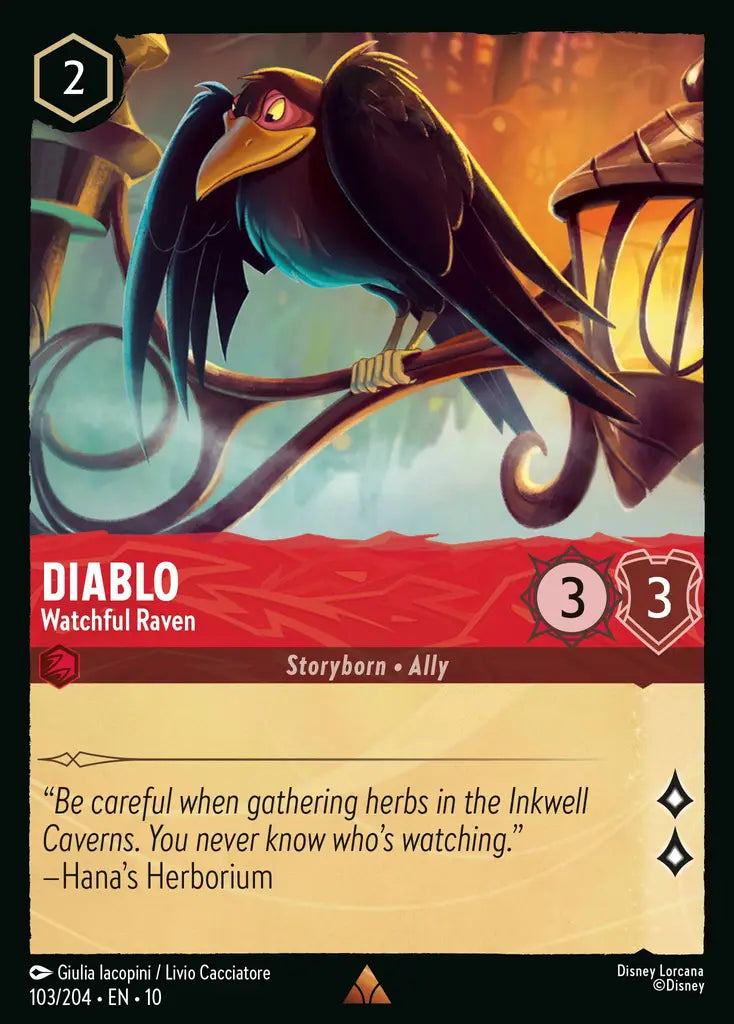 Disney Lorcana Whispers in the Well 103/204 Diablo - Watchful Raven