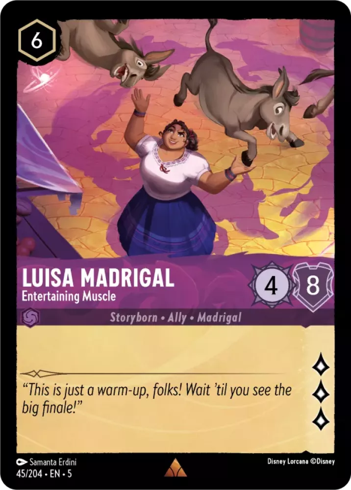 Disney Lorcana Shimmering Skies 045/204 Luisa Madrigal - Entertaining Muscle Foil