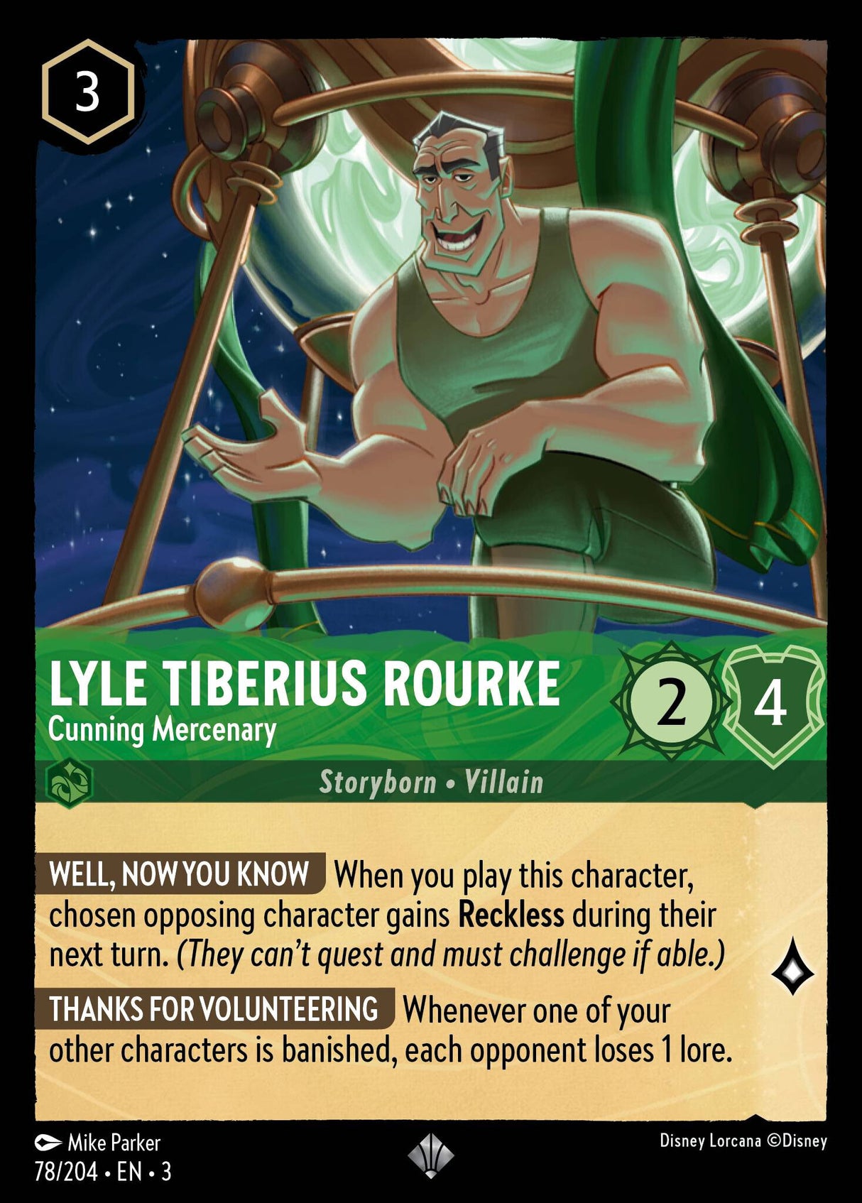 Disney Lorcana Into The Inklands 078/204 LYLE TIBERIUS ROURKE Cunning Mercenary