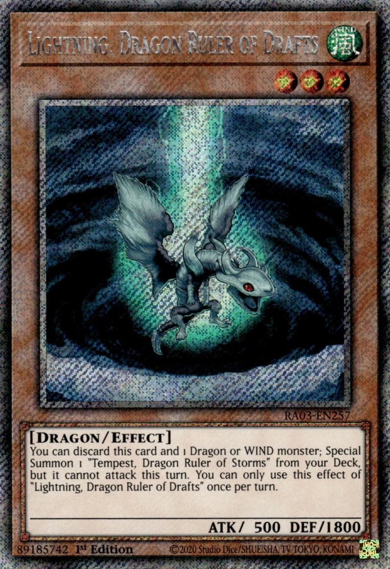 Quarter Century Bonanza RA03-EN257 Lightning, Dragon Ruler of Drafts Platinum Secret Rare