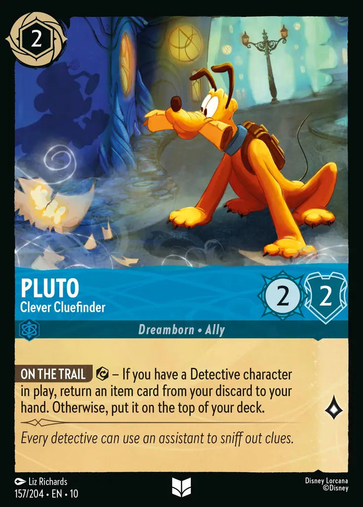 Disney Lorcana Whispers in the Well 157/204 Pluto - Clever Cluefinder