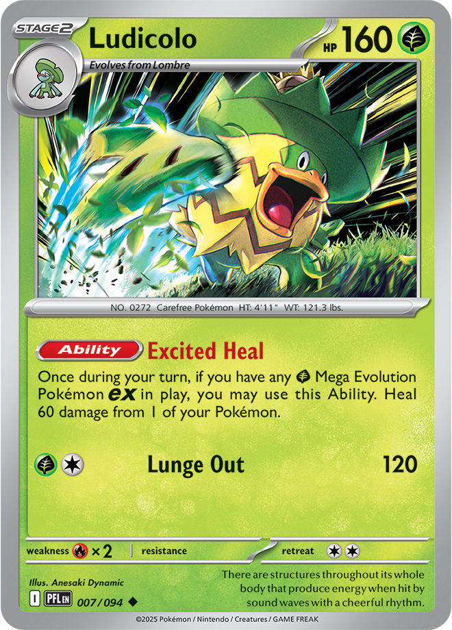 Mega Evolution - Phantasmal Flames 007/094 Ludicolo Reverse Holo
