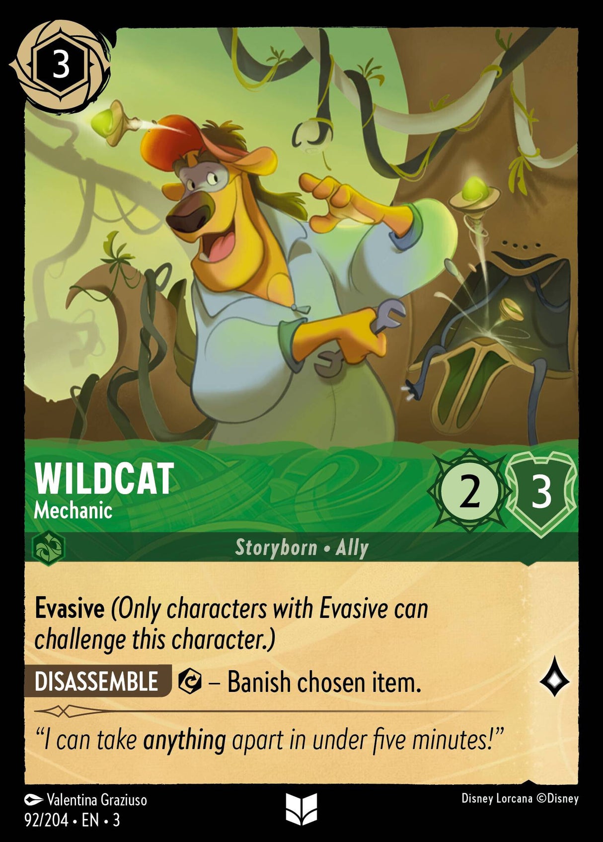 Disney Lorcana Into The Inklands 092/204 WILDCAT Mechanic