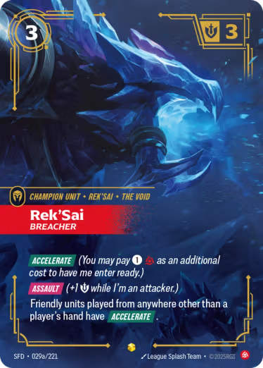 Riftbound: League of Legends TCG Spiritforged 029a/221 Rek'Sai, Breacher Alternative Art
