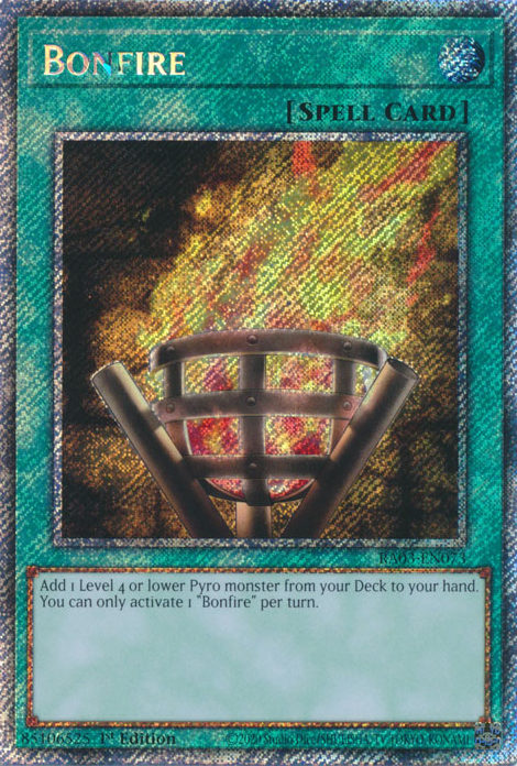 Quarter Century Bonanza RA03-EN073 Bonfire Platinum Secret Rare