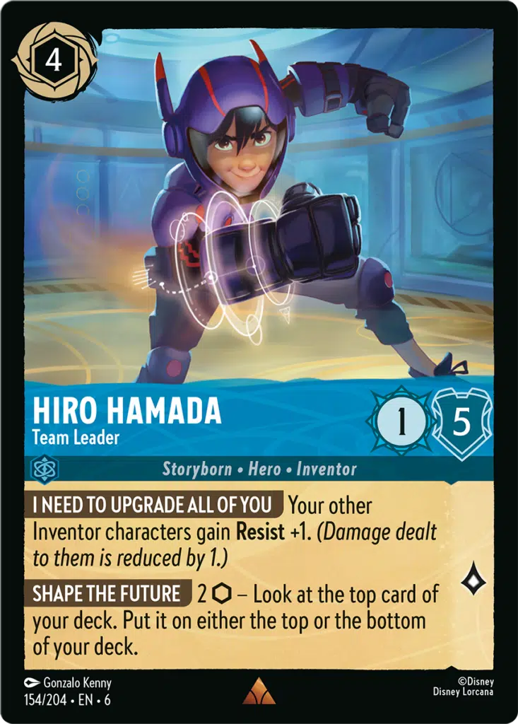 Disney Lorcana Azurite Sea 154/204 Hiro Hamada - Team Leader