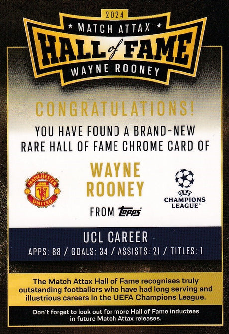 Match Attax 24/25 Hall Of Fame Chrome Wayne Rooney