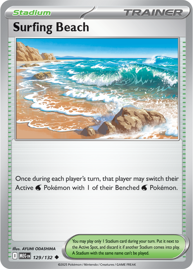 Mega Evolution 129/132 Surfing Beach Reverse Holo