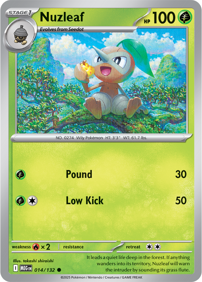 Mega Evolution 014/132 Nuzleaf Reverse Holo