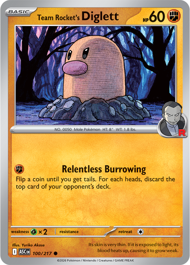 Mega Evolution - Ascended Heroes 100/217 Team Rocket’s Diglett Reverse Holo