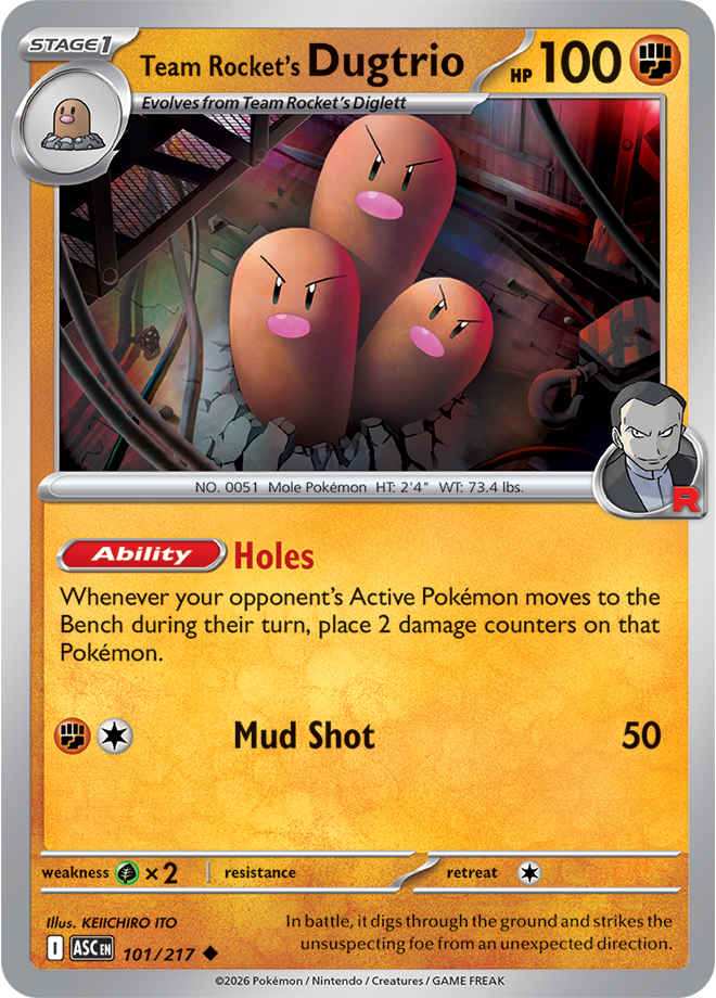 Mega Evolution - Ascended Heroes 101/217 Team Rocket’s Dugtrio Reverse Holo