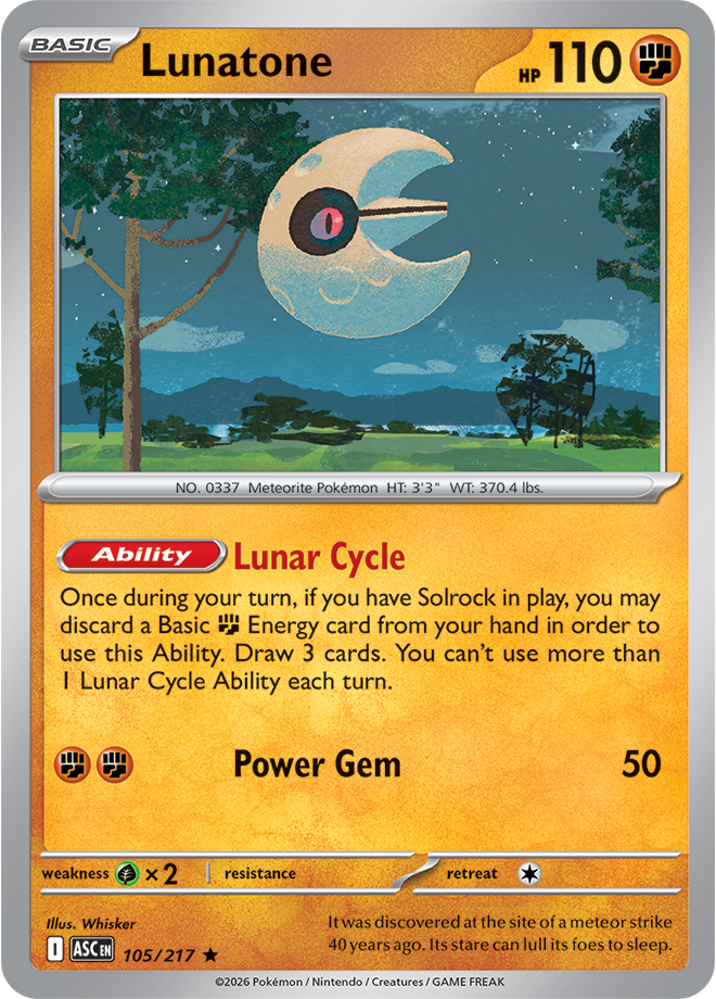 Mega Evolution - Ascended Heroes 105/217 Lunatone Holo