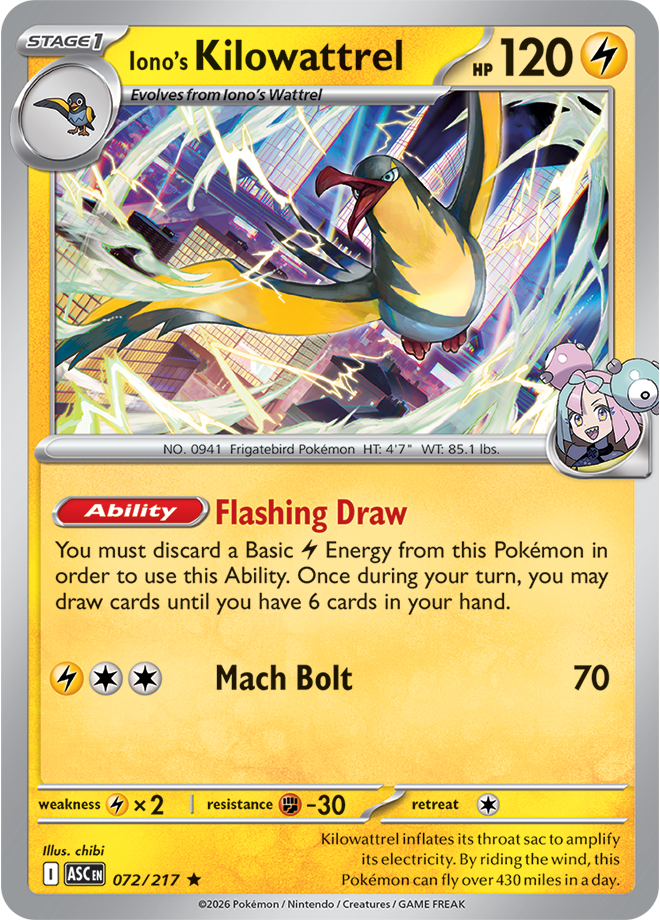 Mega Evolution - Ascended Heroes 072/217 Iono’s Kilowattrel Reverse Holo